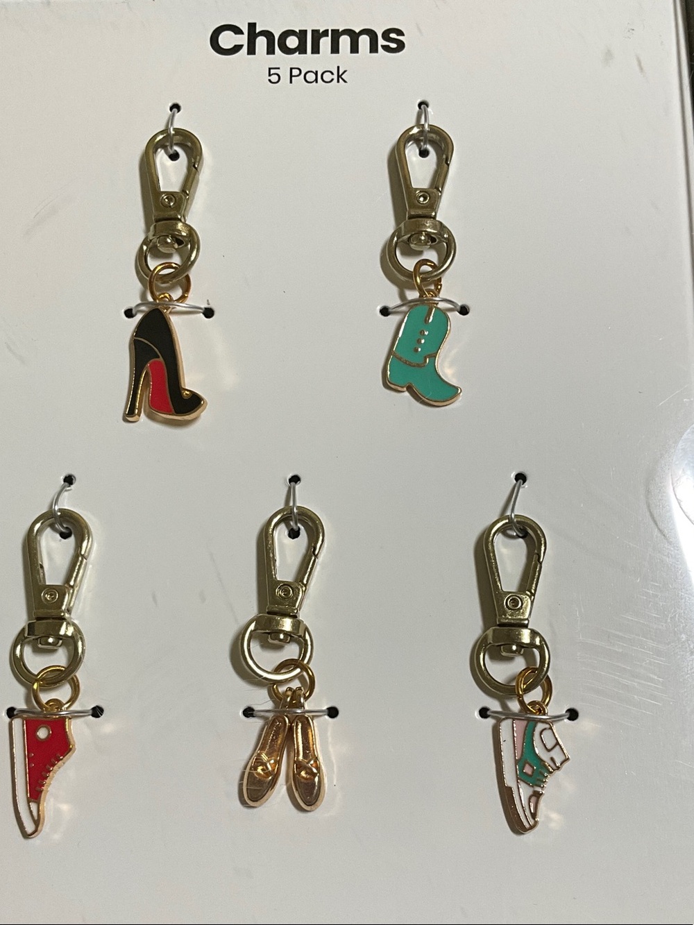 5-Pack Bag  Charms with Shoes  Designs Gold Hardware